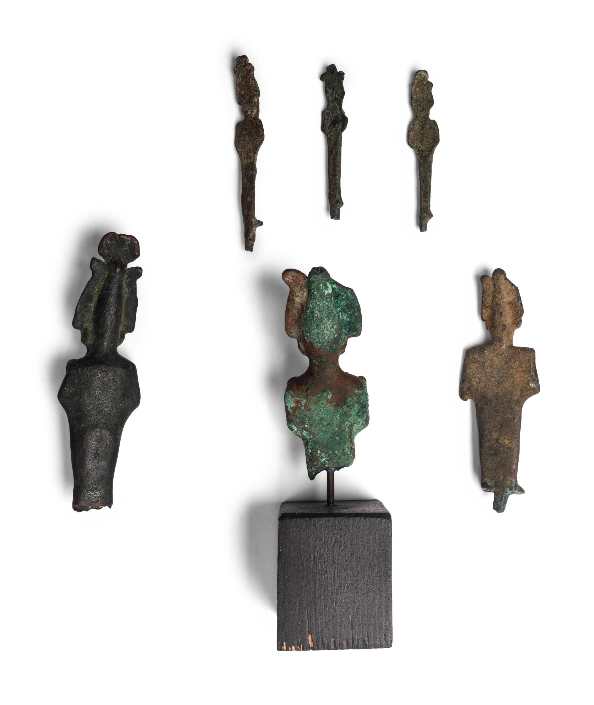 Six Egyptian Bronze Osiris Figures