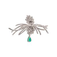 DIAMOND AND EMERALD BROOCH