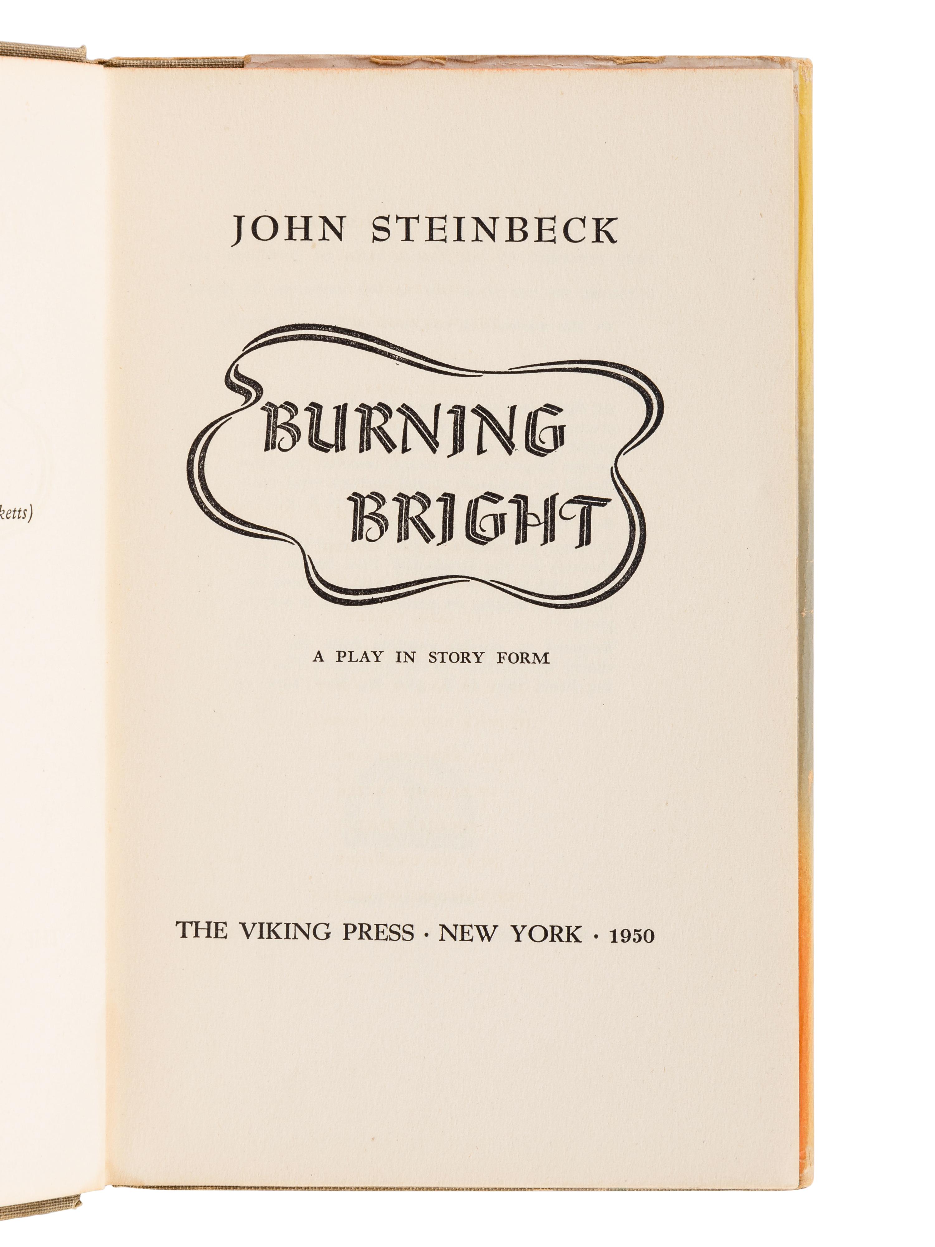 STEINBECK, John (1902-1968). A group of 8 works by Steinbeck, comprising: