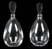 A Pair of Kosta Crystal Teardrop-Form Decanters Height 8 1/4 inches. — 20TH CENTURY