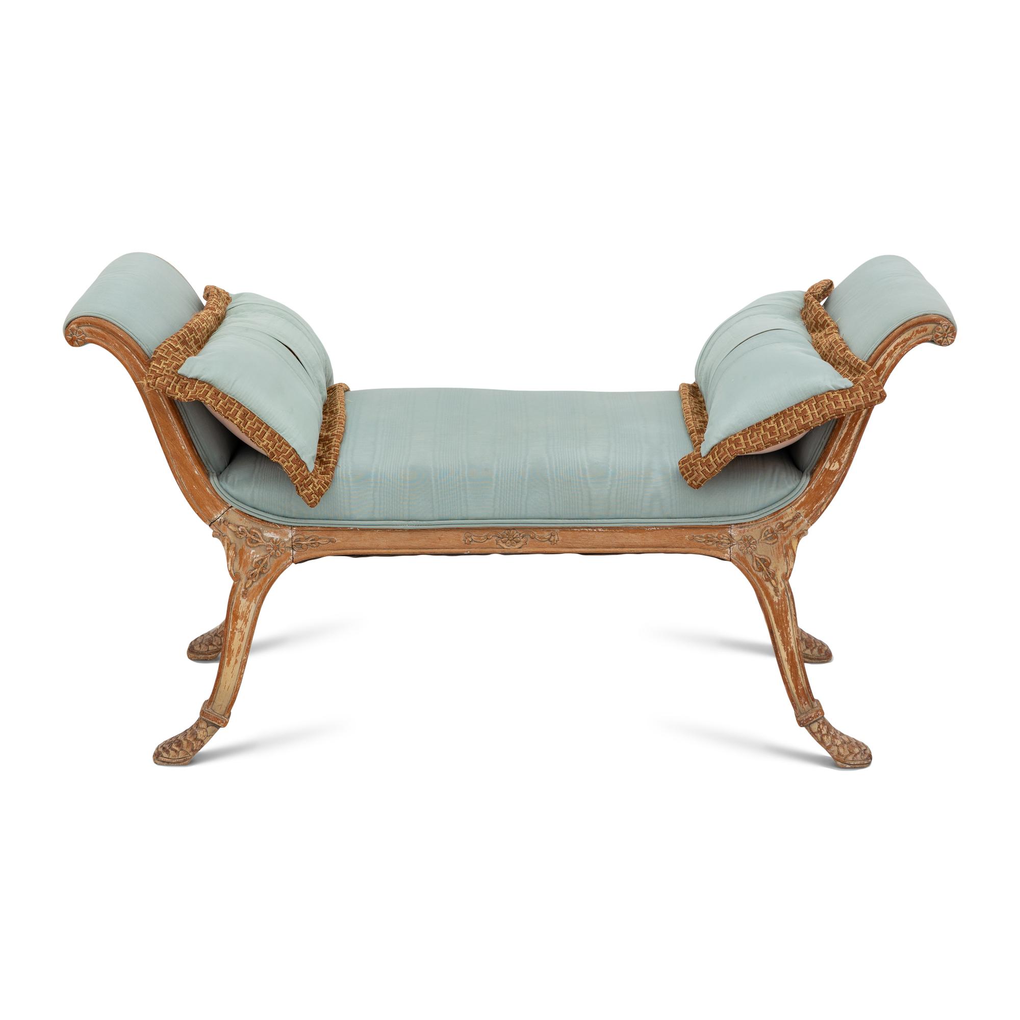 A French Carved and Upholstered Window Bench