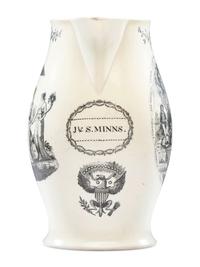 A Liverpool Transfer-Printed Creamware 'Peace, Plenty, and Independence / George Washington' Pitcher