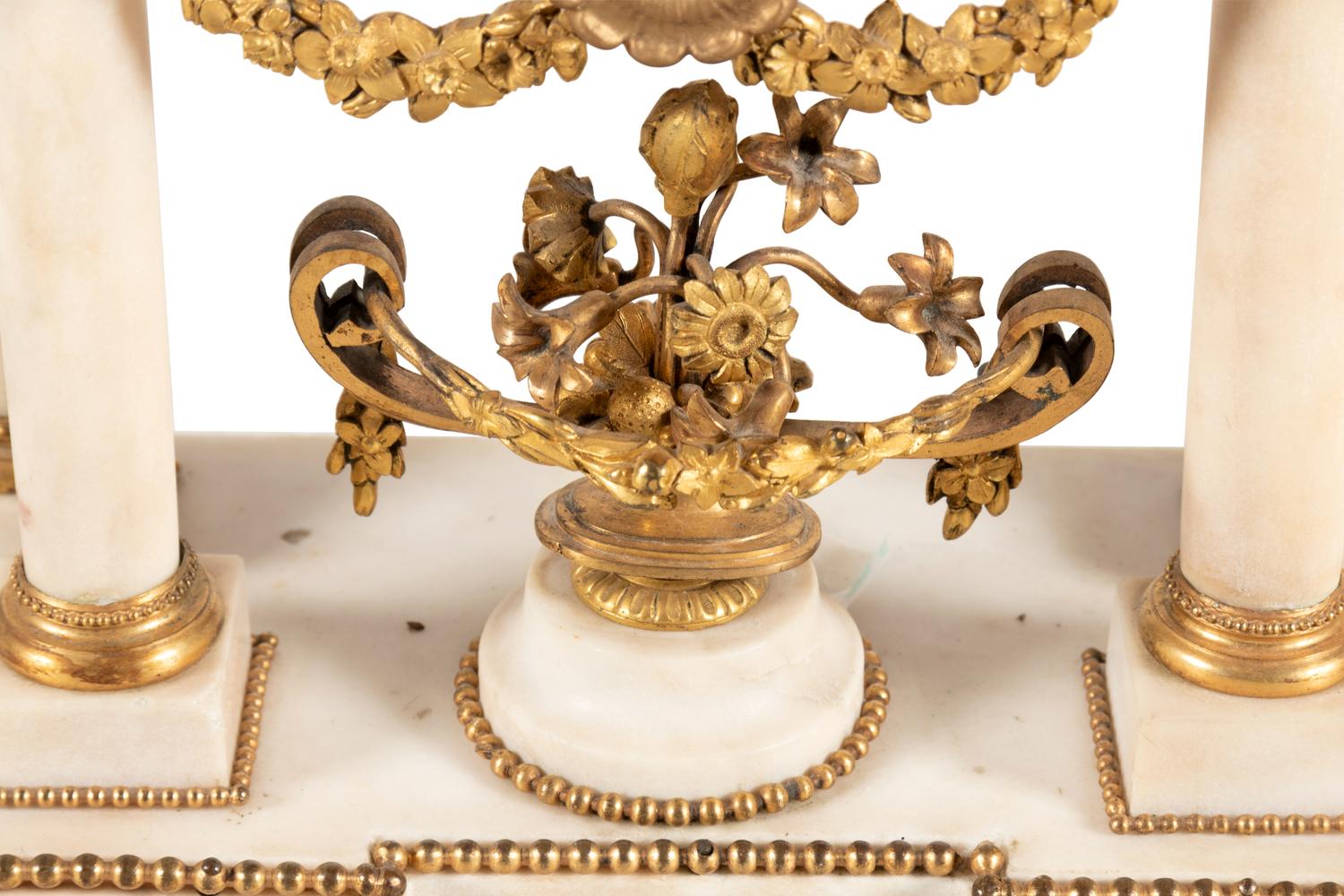 An Ansonia Gilt Bronze Mounted Marble Mantel Clock