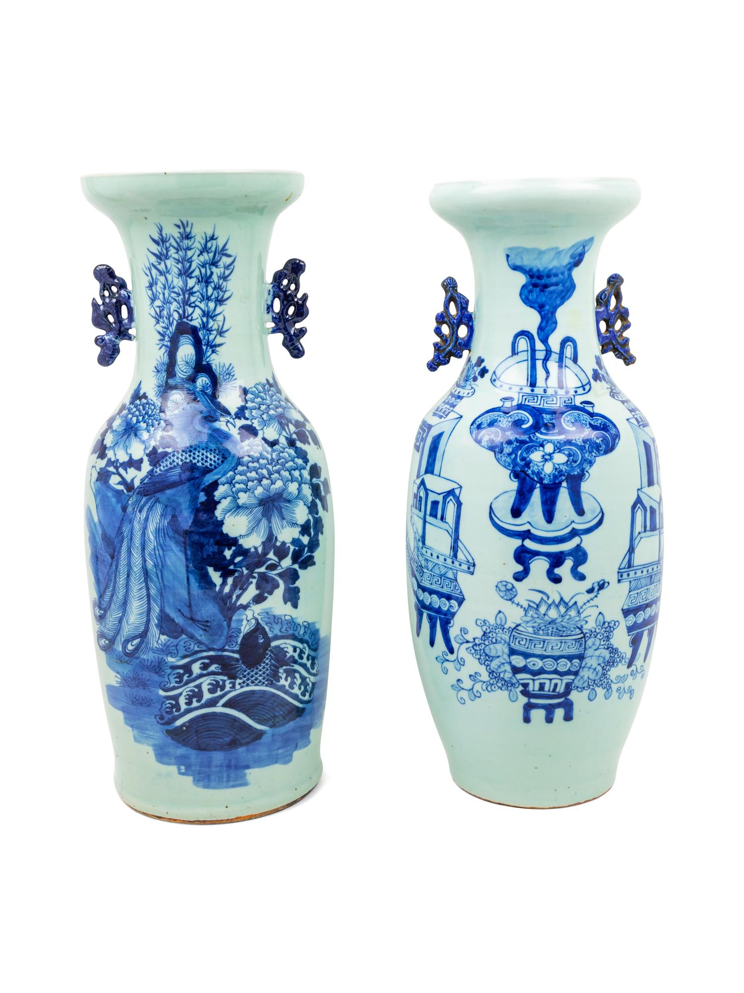 Two Chinese Blue and White Porcelain Vases
