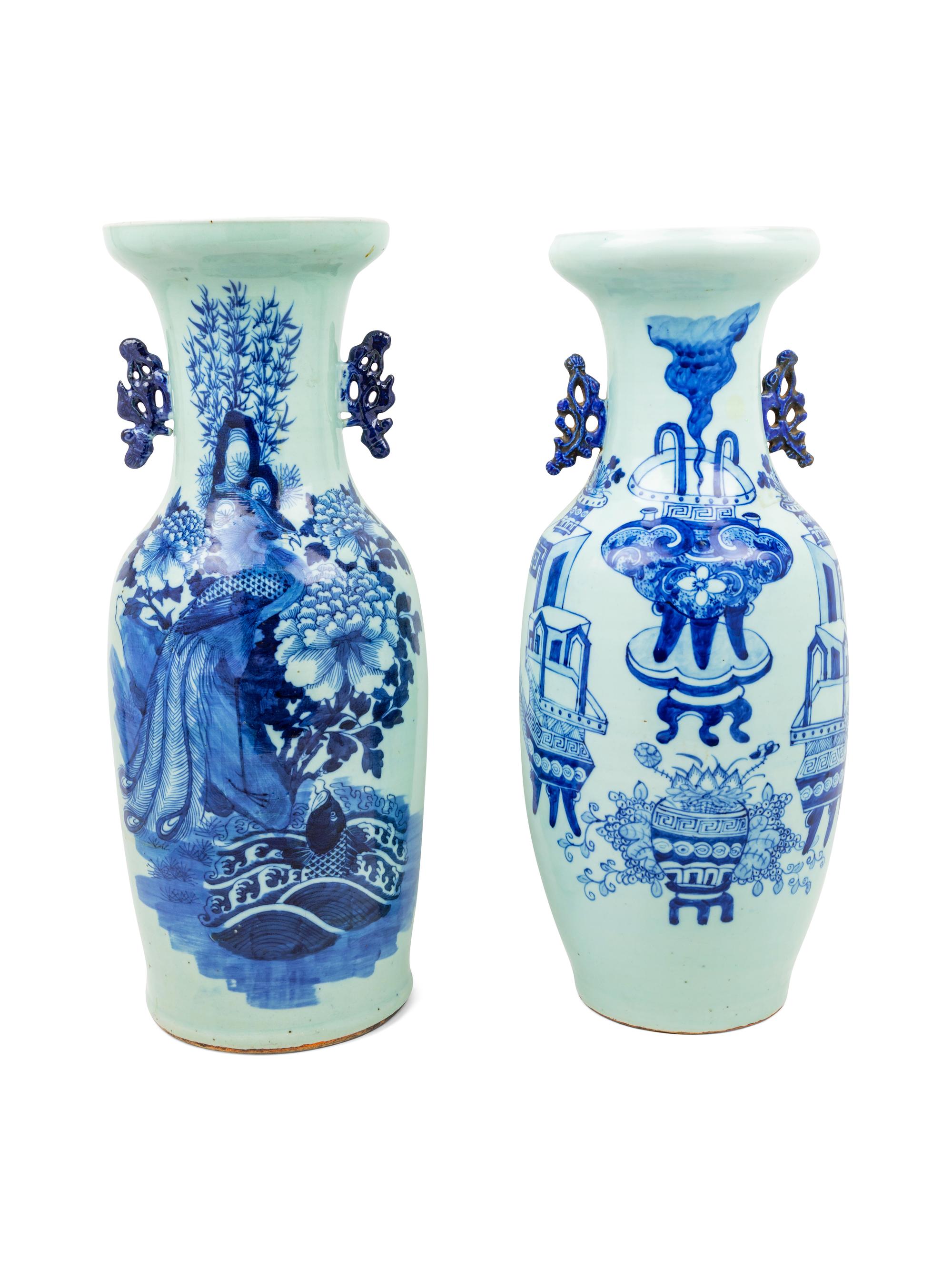 Two Chinese Blue and White Porcelain Vases