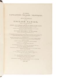 HAKLUYT, Richard (1553-1616). Hakluyt's Collection of the Early Voyages, Travels and Discoveries of the English Nation. A new edition, with additions . London: G.Woodfall for R.H.Evans [and others], 1809-1812.
