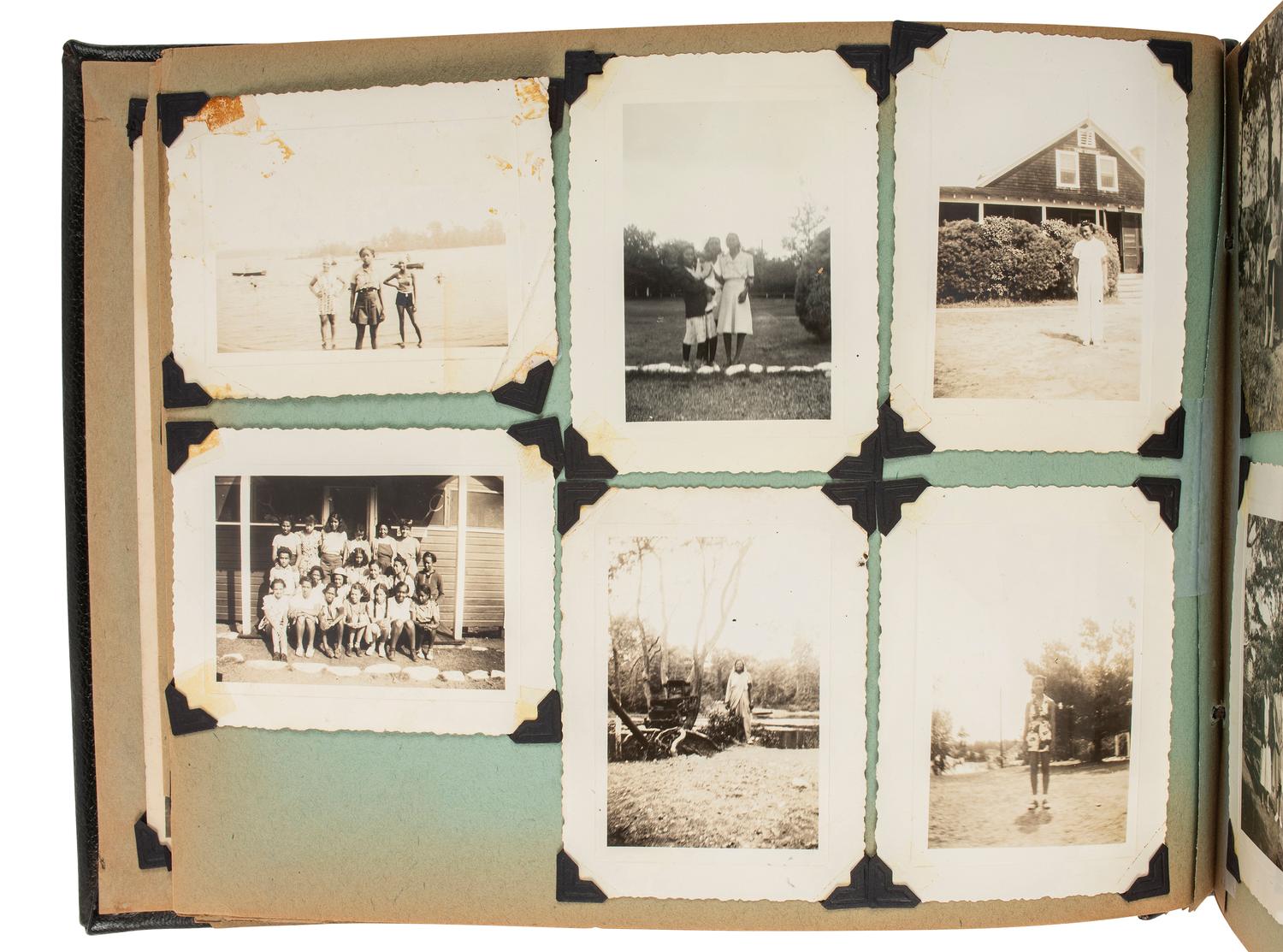 [EARLY PHOTOGRAPHY]. Album recording the early life of Juanita Thompson, an African American woman who grew up in Jamaica, NY, incl. images of her integrated neighborhood and summer camp. Ca 1920s-1950s.