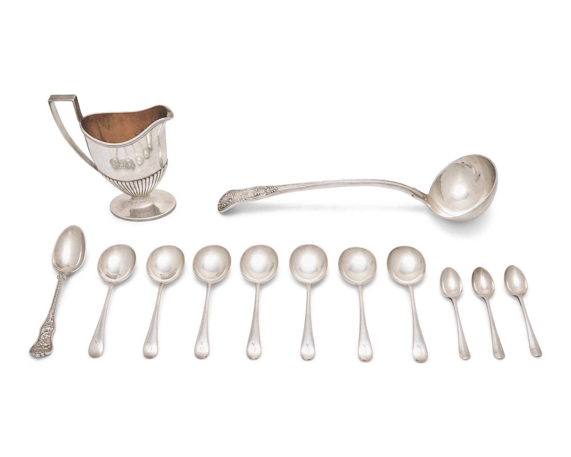 An Assorted Group of Sterling Silver Bearing Monograms for John Jacob Astor IV (1864-1912) and Brooke Astor (1902-2007) and Astor Family Crests