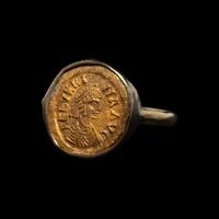 A Byzantine Gold Tremissis of the Empress Aelia Verina — Set in a gold ring