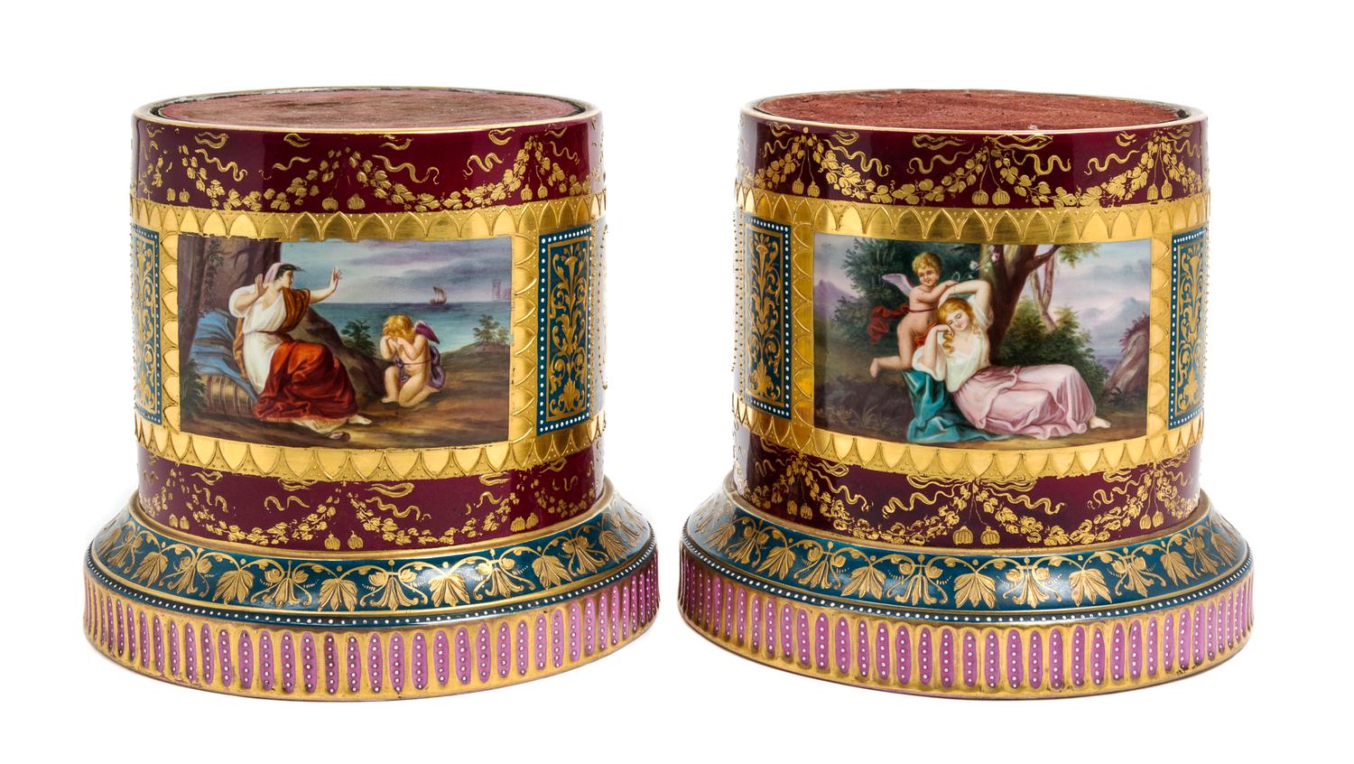 A Pair of Vienna Porcelain Stands Height 8 1/2 inches. — 19TH CENTURY