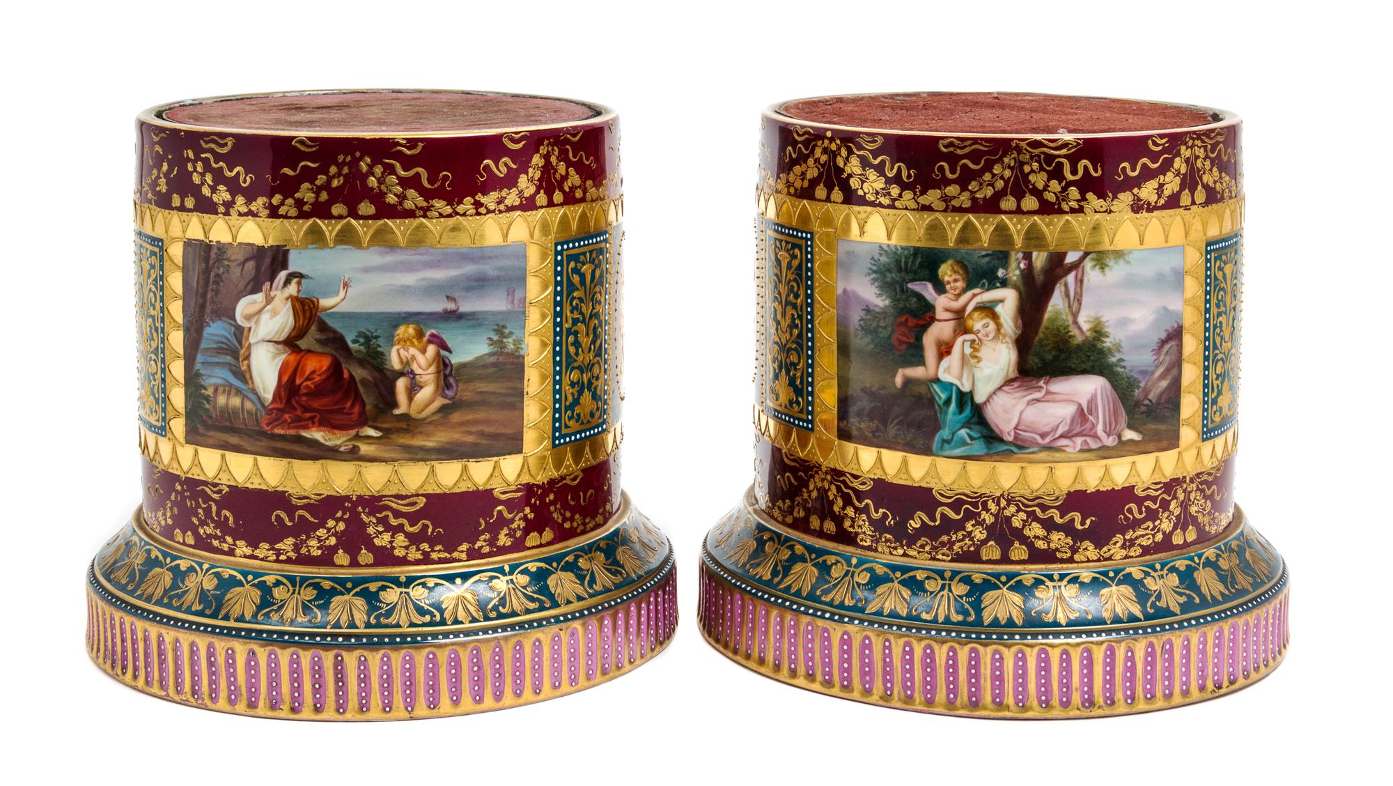 A Pair of Vienna Porcelain Stands Height 8 1/2 inches. — 19TH CENTURY