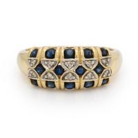 Yellow Gold, Sapphire, and Diamond Ring