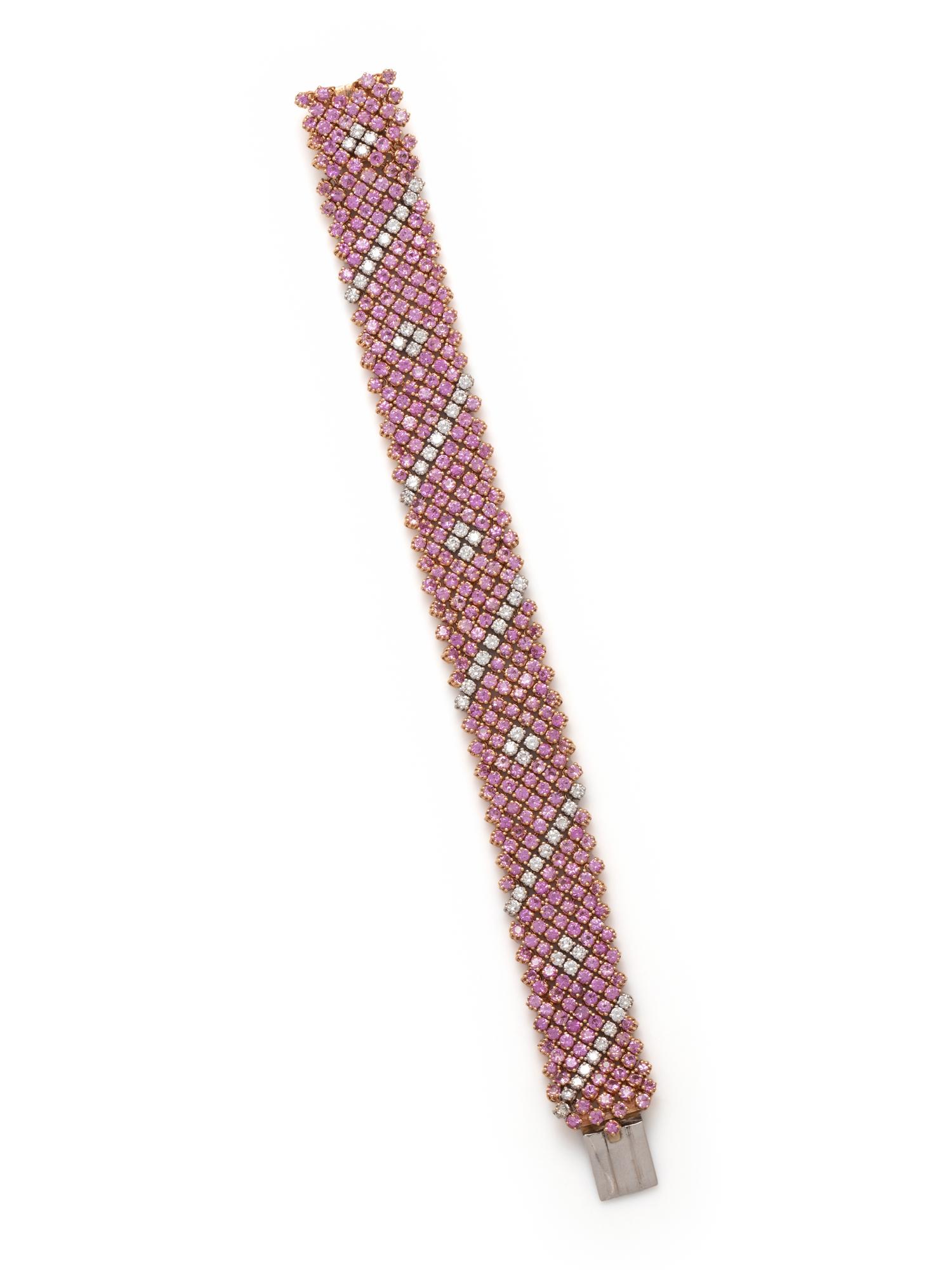 PINK SAPPHIRE AND DIAMOND BRACELET
