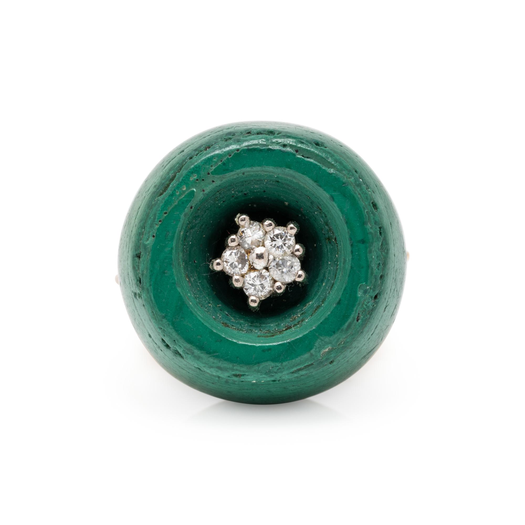 MALACHITE AND DIAMOND RING