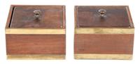 A Pair of English Brass Mounted Lidded Mahogany Boxes Height 3 x width 3 x depth 3 inches. — 20TH CENTURY
