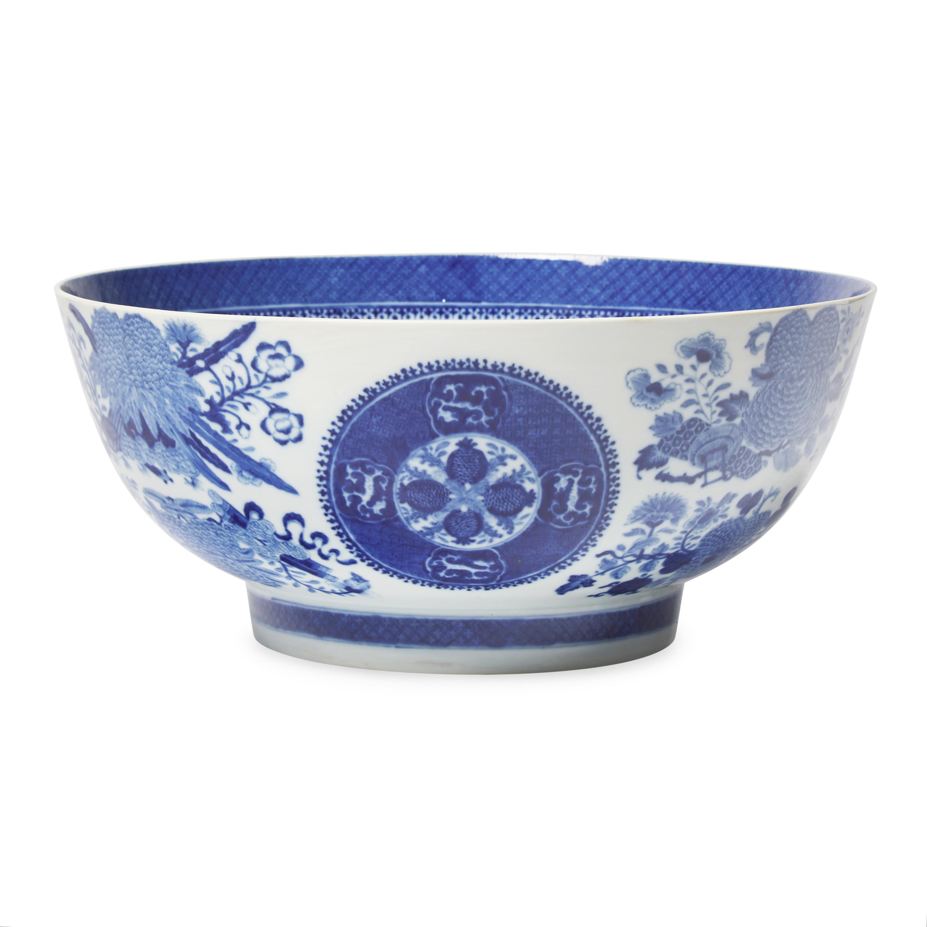 A Chinese Export Porcelain Blue Fitzhugh Punch Bowl