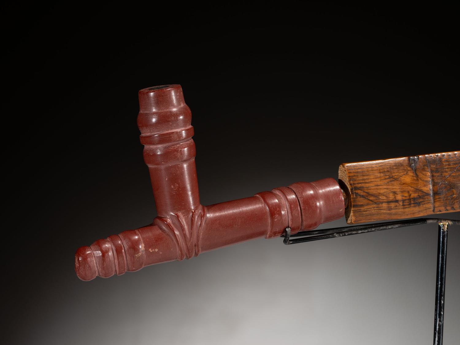 Western Great Lakes Twisted Pipe Stem, with Catlinite Bowl