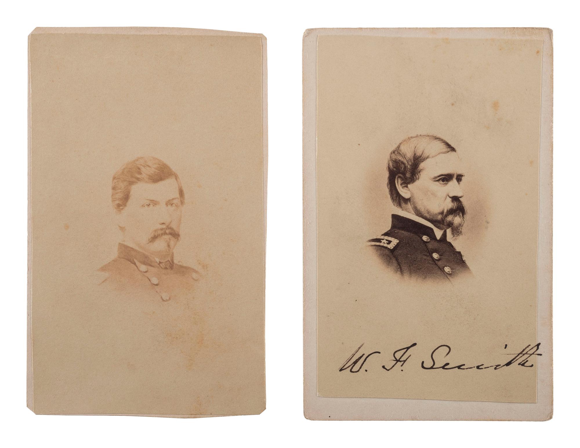[CIVIL WAR]. A group of Civil War signatures highlighted by a signed CDV of Union General William F. Smith.