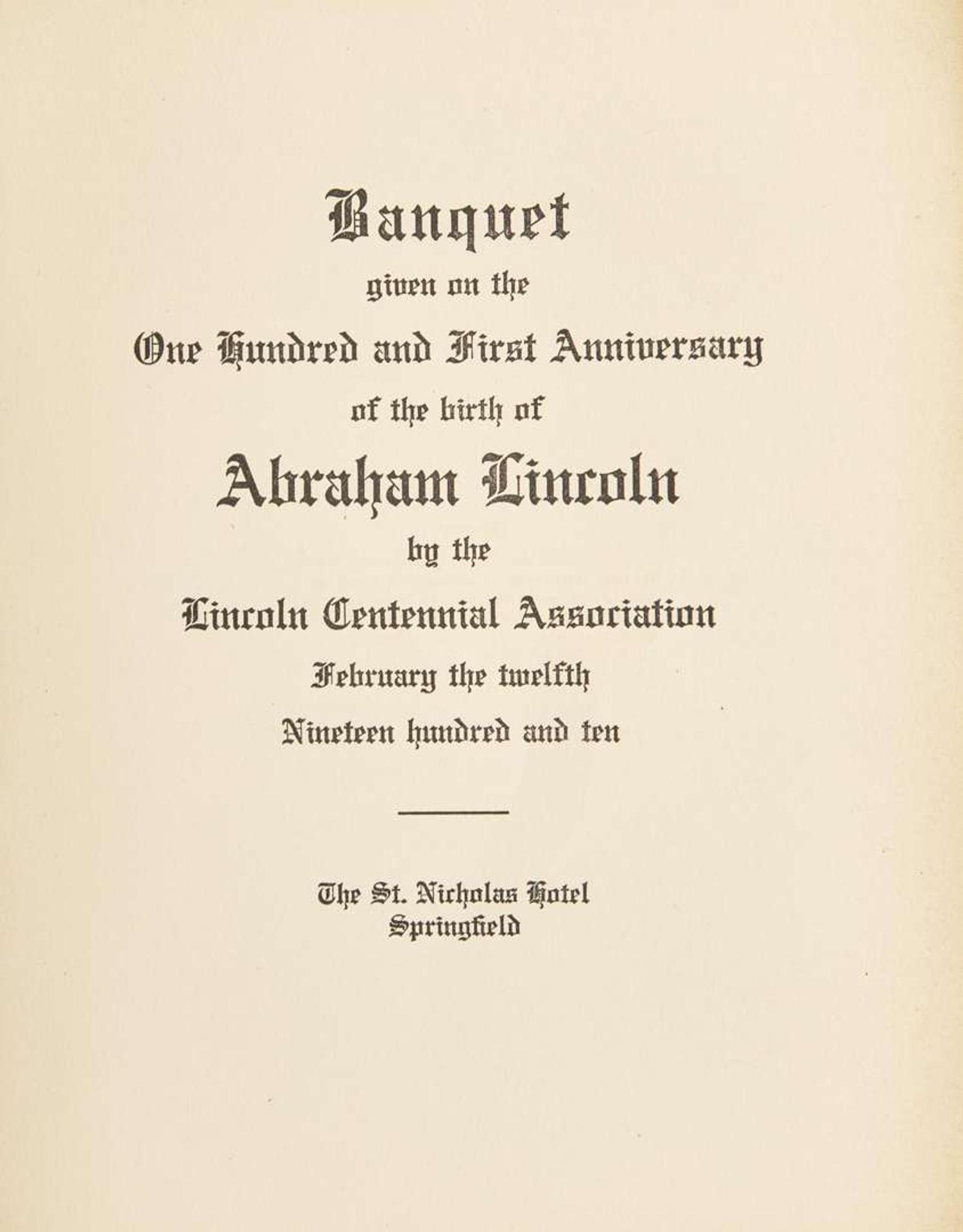 [Presidential] [Lincoln, Abraham] Washington, Booker T., et al.: Signed Lincoln Centennial Association Banquet Program