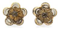 A Miriam Haskell Smoke Rhinestone Demi Parure, Necklace: 16"; Earclips: 1" diameter.