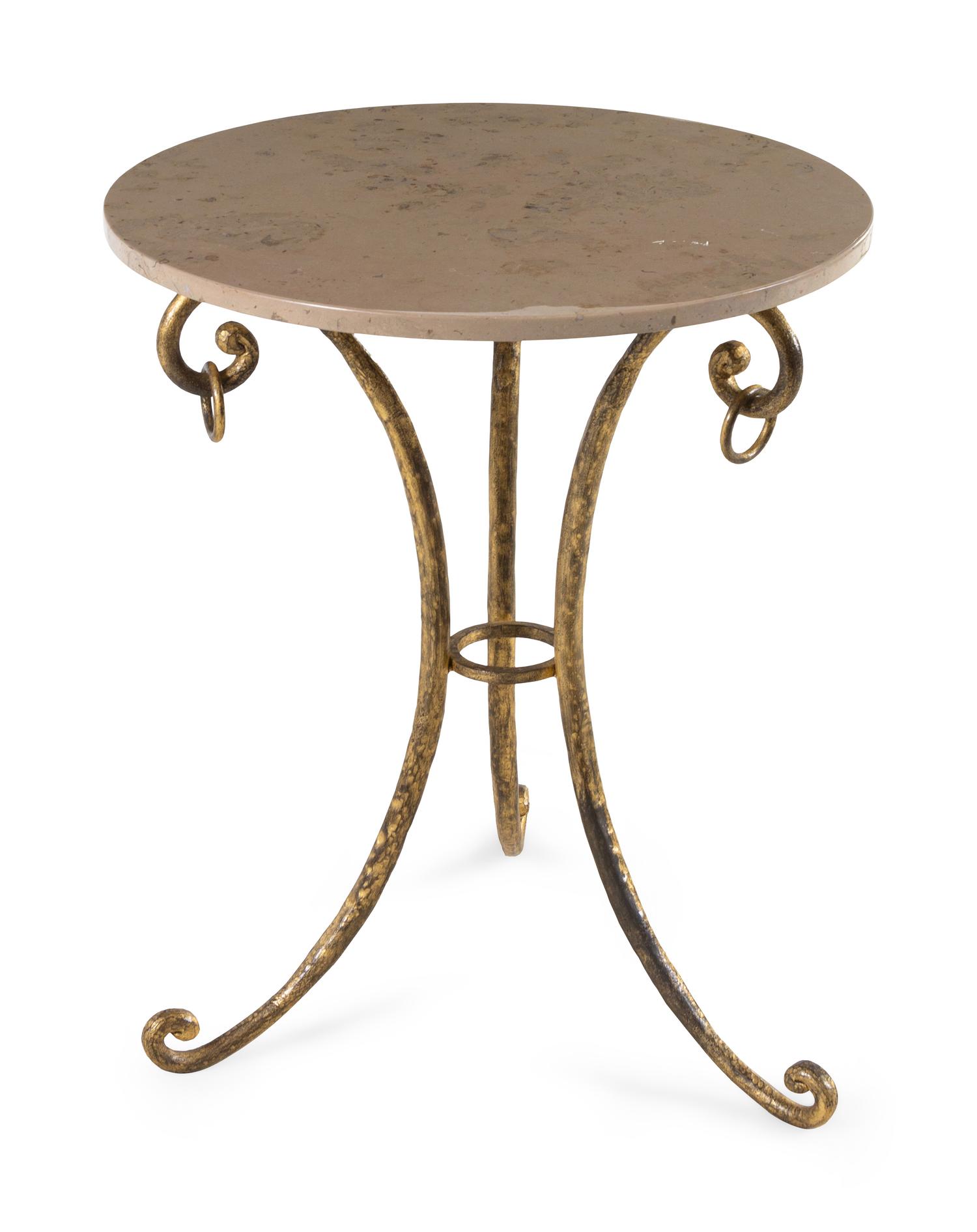 A Gilt Iron Marble-Top Side Table