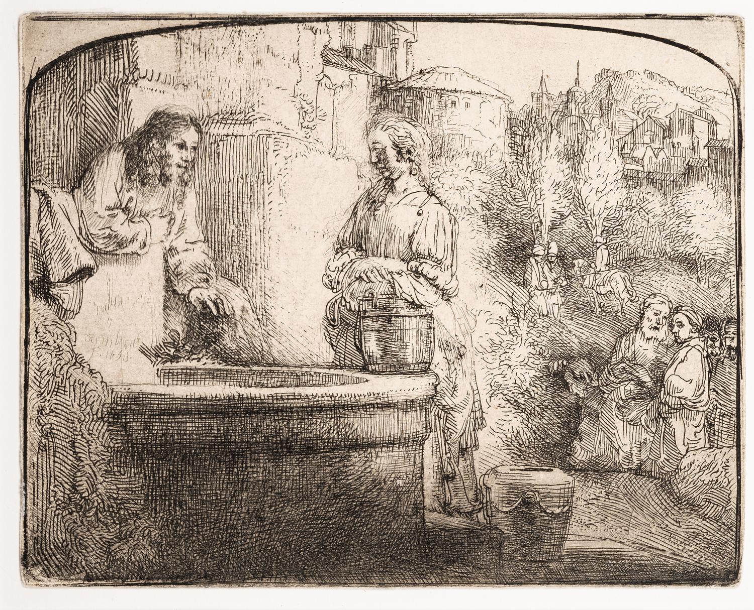 Christ and the Women of Samaria: An Arched Print