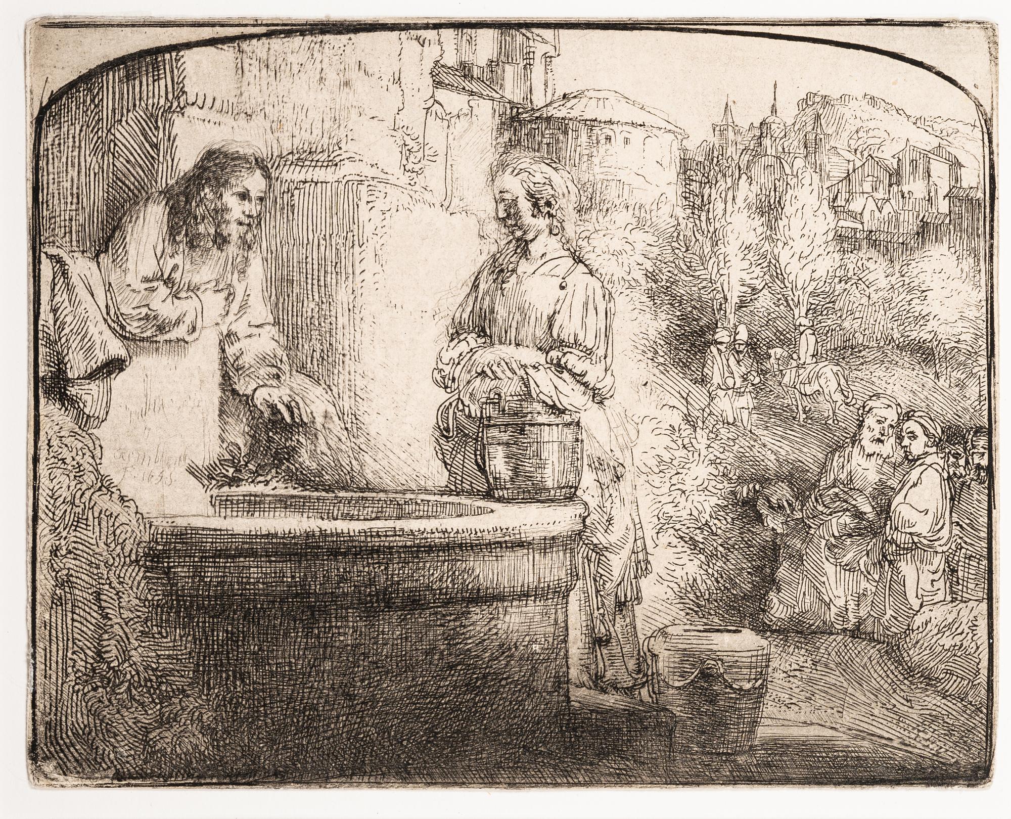 Christ and the Women of Samaria: An Arched Print