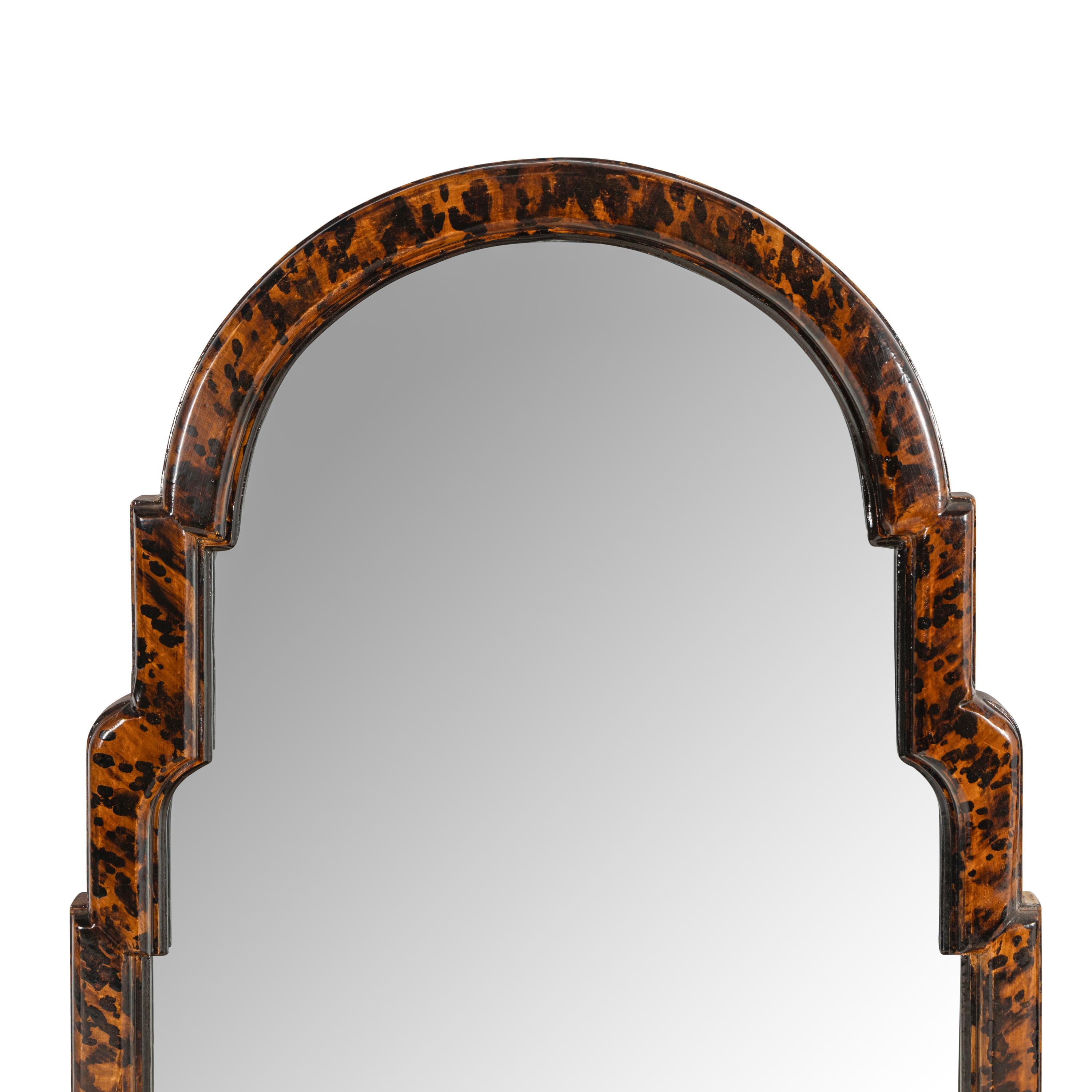A Pair of Queen Anne Style Faux Tortoise Shell Pier Mirrors