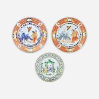 A Group of Three Chinese Export Porcelain Plates circa 1738-1740