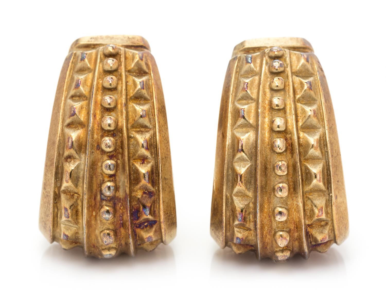 A Pair of Yellow Gold Earclips, 14.30 dwts.