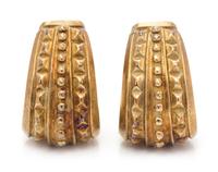A Pair of Yellow Gold Earclips, 14.30 dwts.