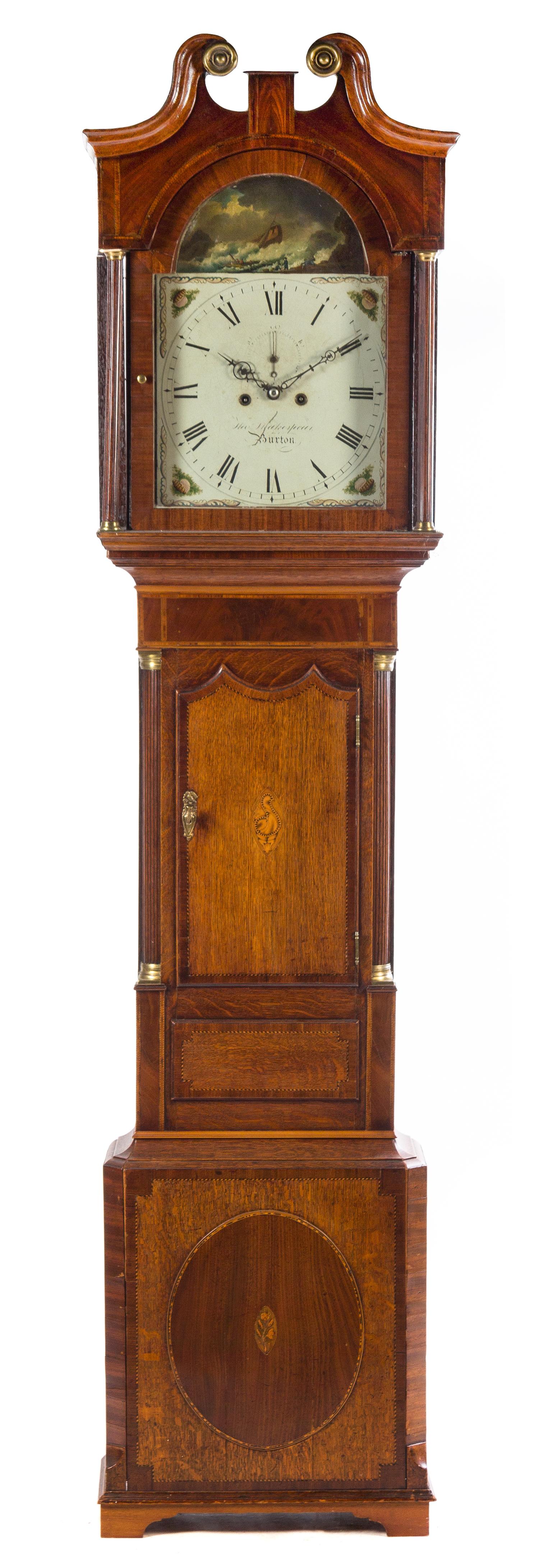 A Scottish Marquetry Tall Case Clock Height 91 inches. — 19TH CENTURY