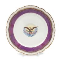 [LINCOLN WHITE HOUSE]. A French Limoges porcelain dinner plate from the solferino china dinner service used in the Lincoln White House. Limoges, France: Haviland & Co., 1861.