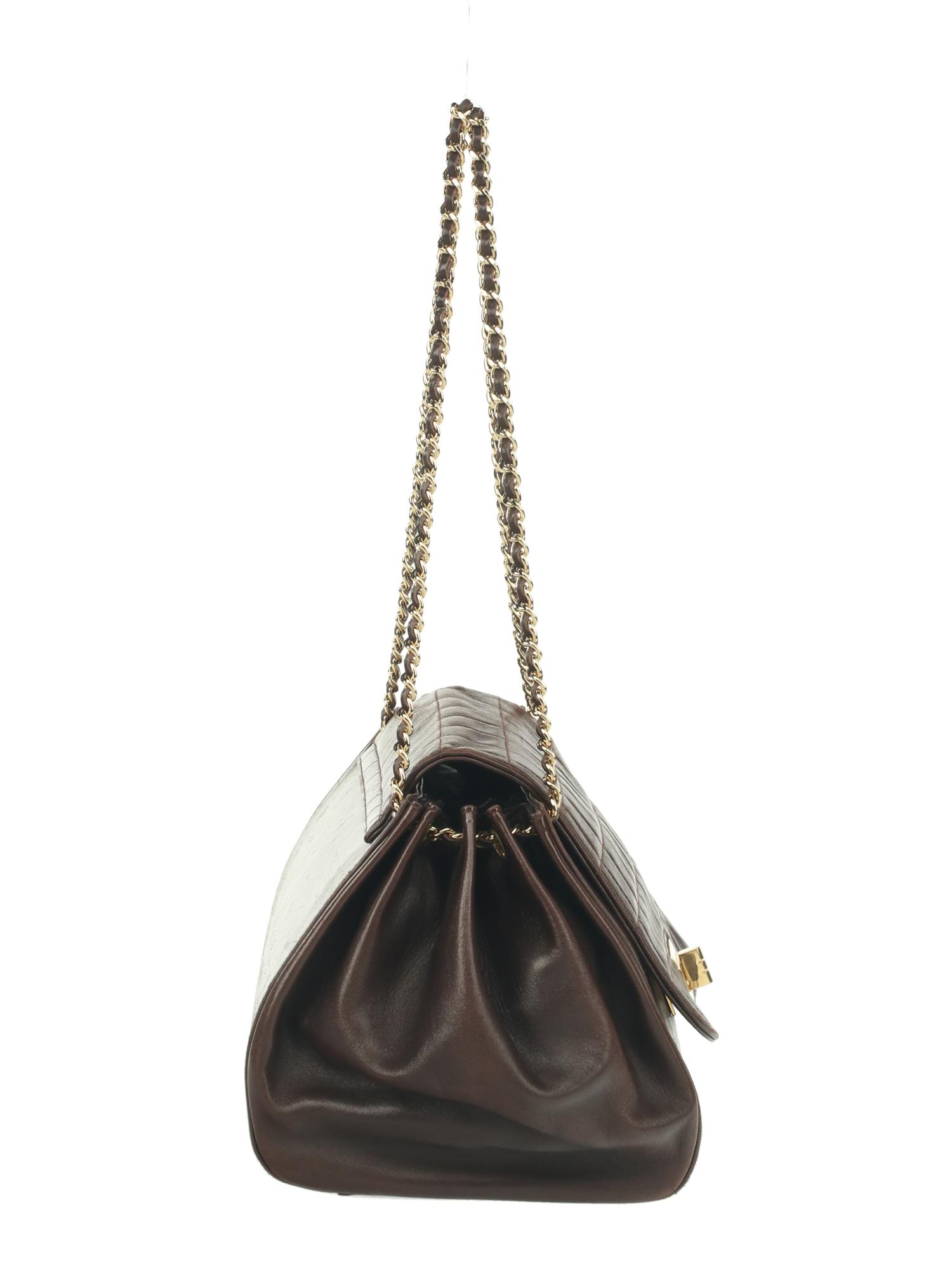 Chanel Chocolate Bar Accordion Bag in Brown Lambskin