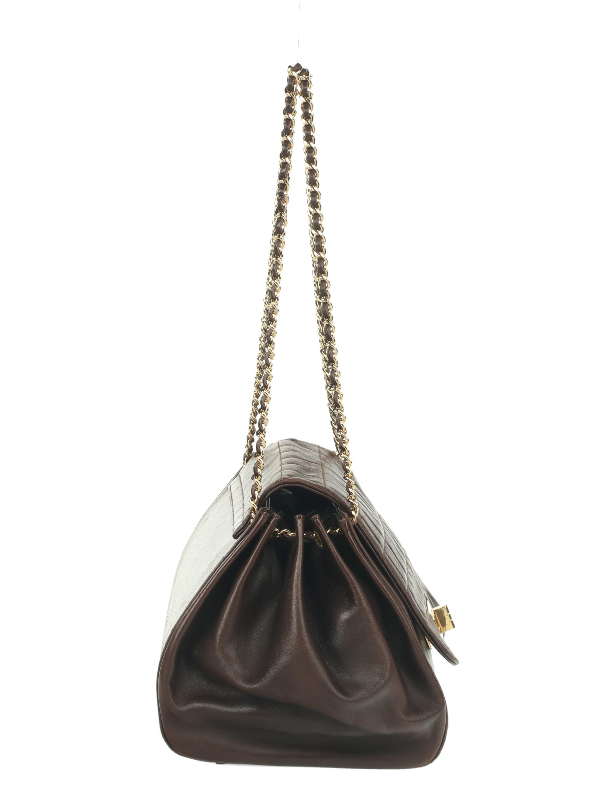 Chanel Chocolate Bar Accordion Bag in Brown Lambskin