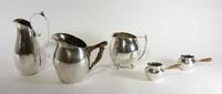 Five Mexican Silver Table Articles, Royal Haeger by Royal Hickman, 20th Century, comprising three pitchers and two brandy warmers.