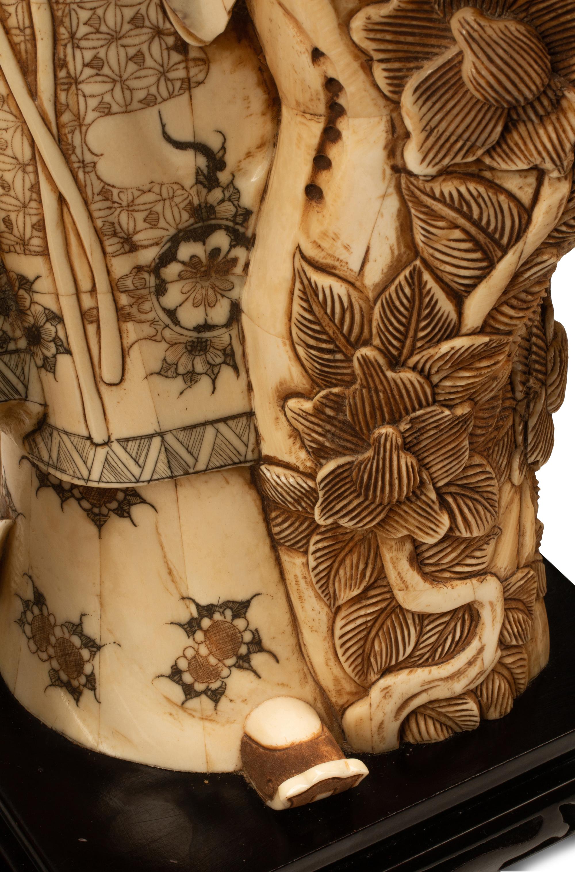 A Set of Four Japanese Bone and Enamel Figures of Ladies