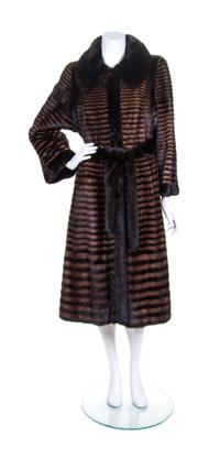 A Grosvenor Lunaraine and Ranch Brown Striped Mink Coat,