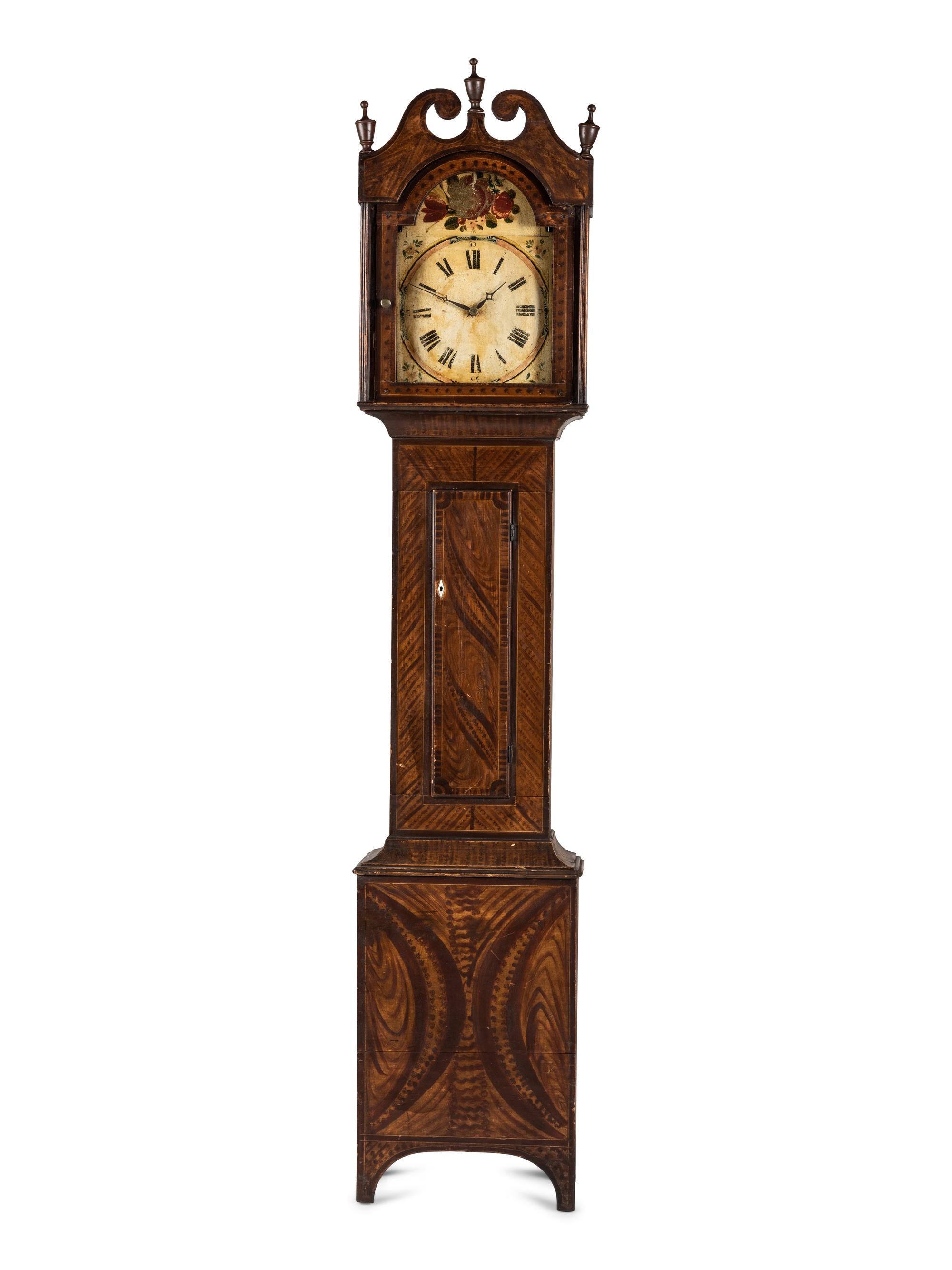 A Federal Grain-Paint Decorated Tall Case Clock