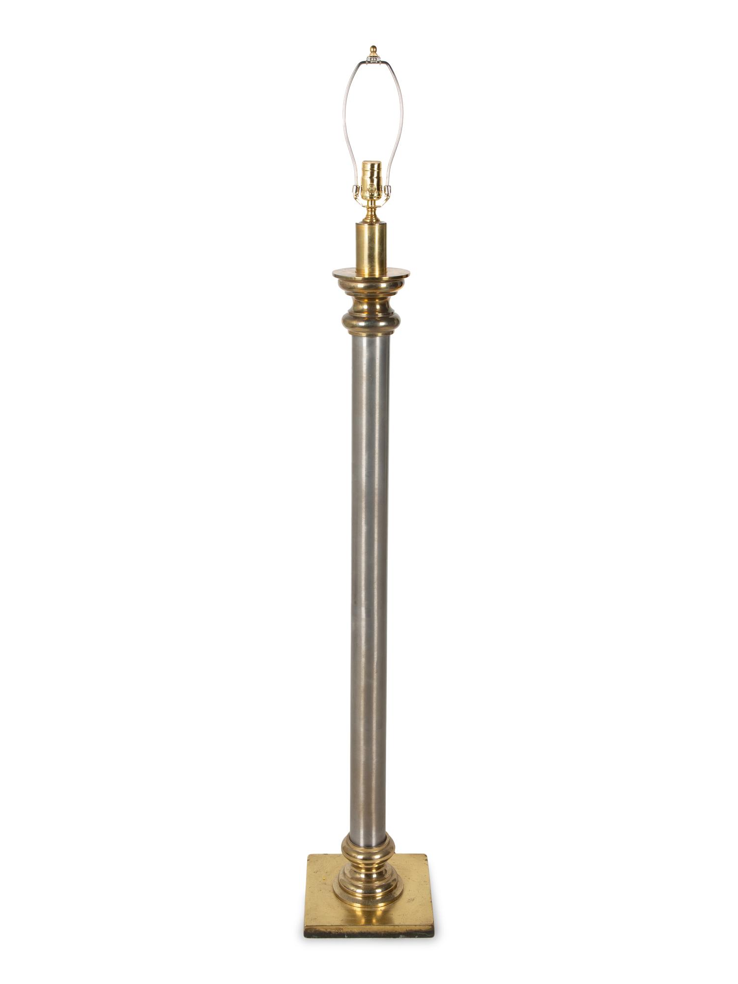A Steel and Brass Floor Lamp — 20TH CENTURY