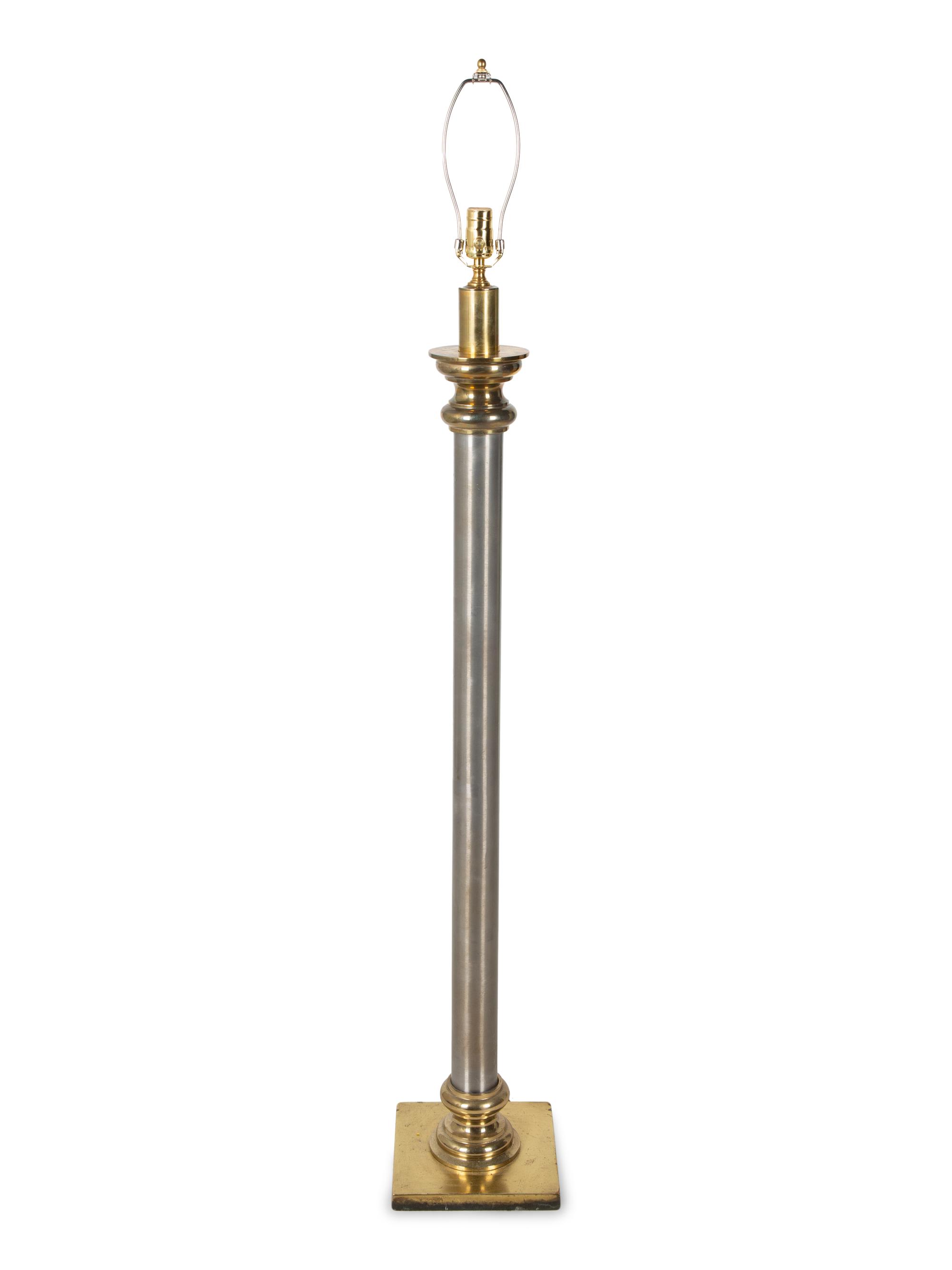 A Steel and Brass Floor Lamp — 20TH CENTURY
