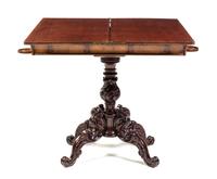A Victorian Mahogany Flip-Top Game Table Height 30 1/4 x width 34 x depth 16 3/4 inches (closed). — 19TH CENTURY