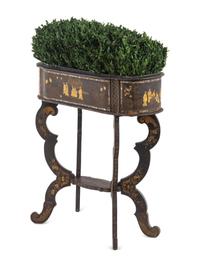 A Victorian Mother of Pearl-Inlaid and Black Japanned Jardinière Stand