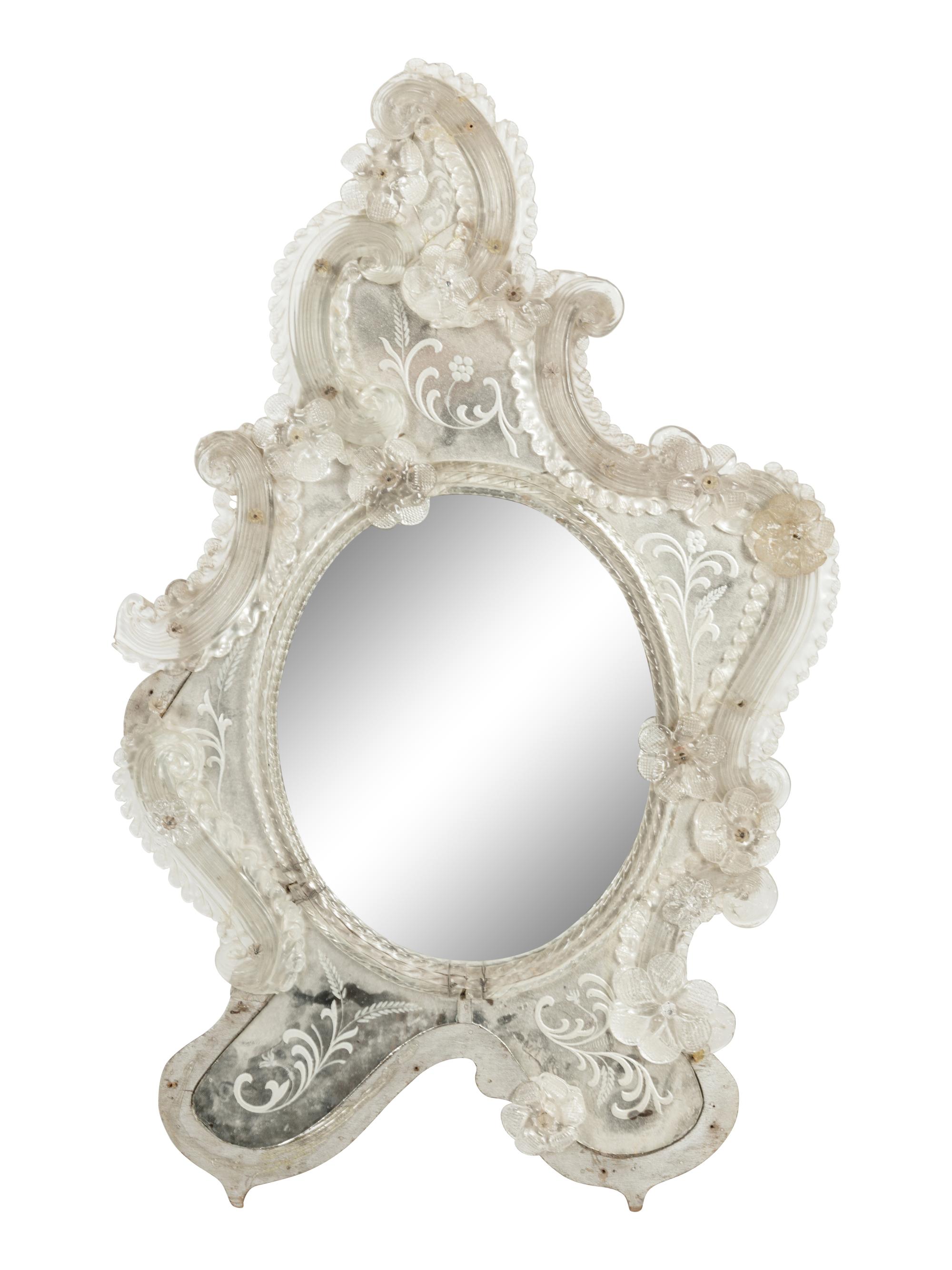 A Venetian Etched Glass Mirror