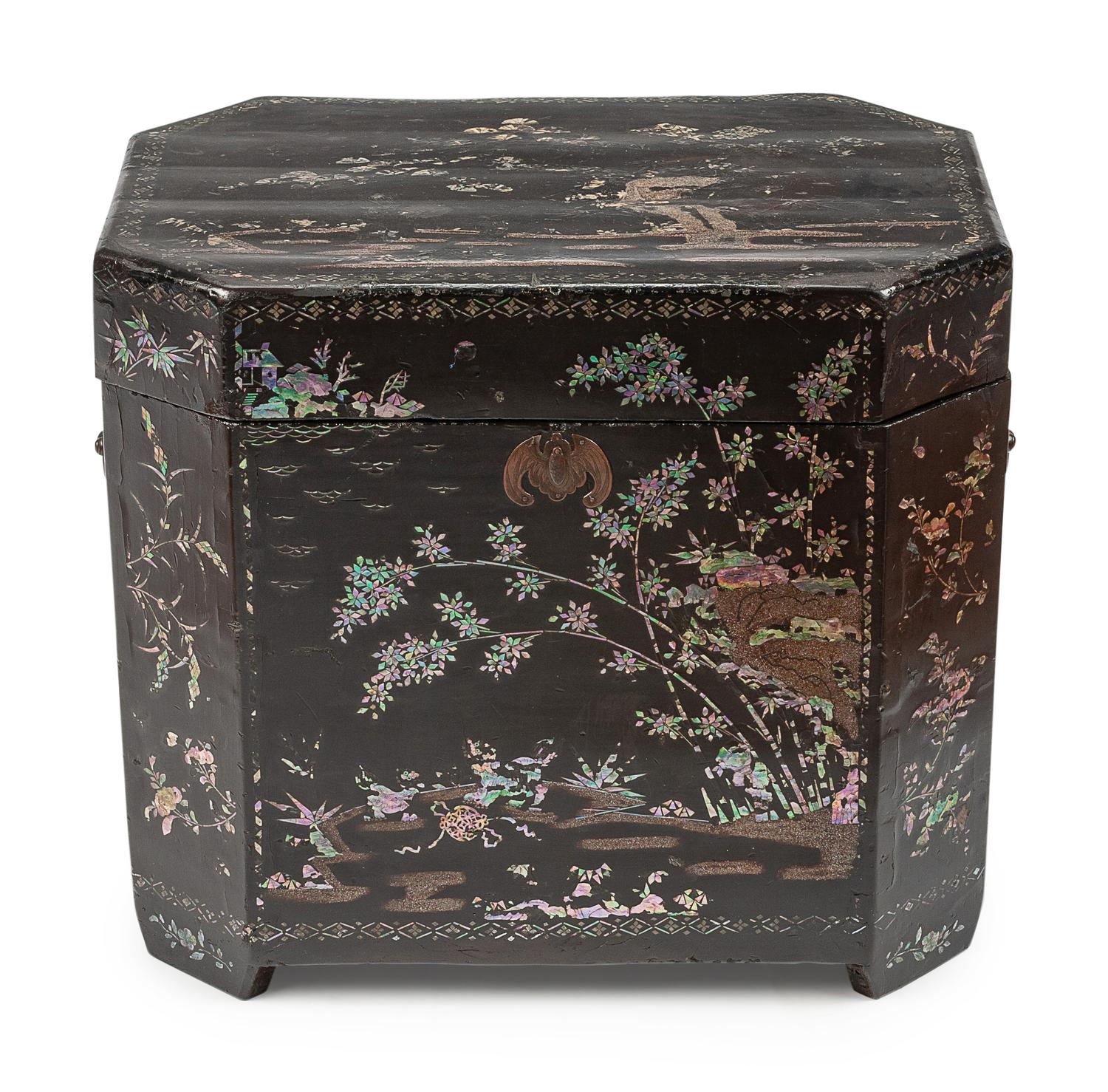 A Chinese Black Lacquered and Abalone Inlaid Box