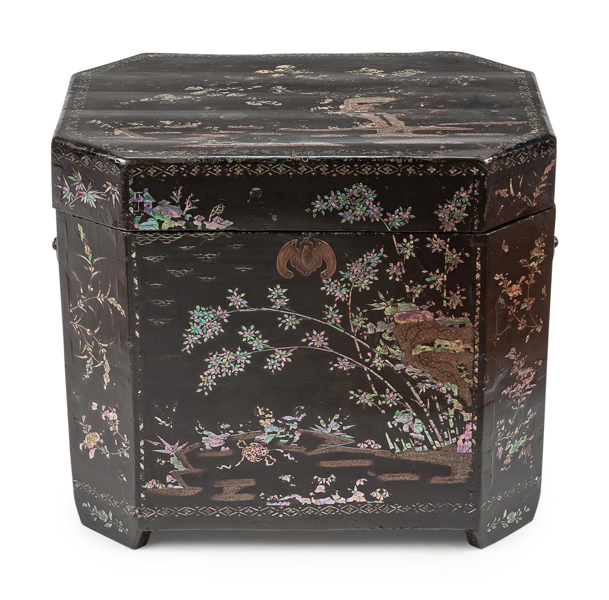 A Chinese Black Lacquered and Abalone Inlaid Box