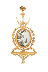 A Pair of George III Giltwood and Reverse-Painted Mirror Wall Appliques