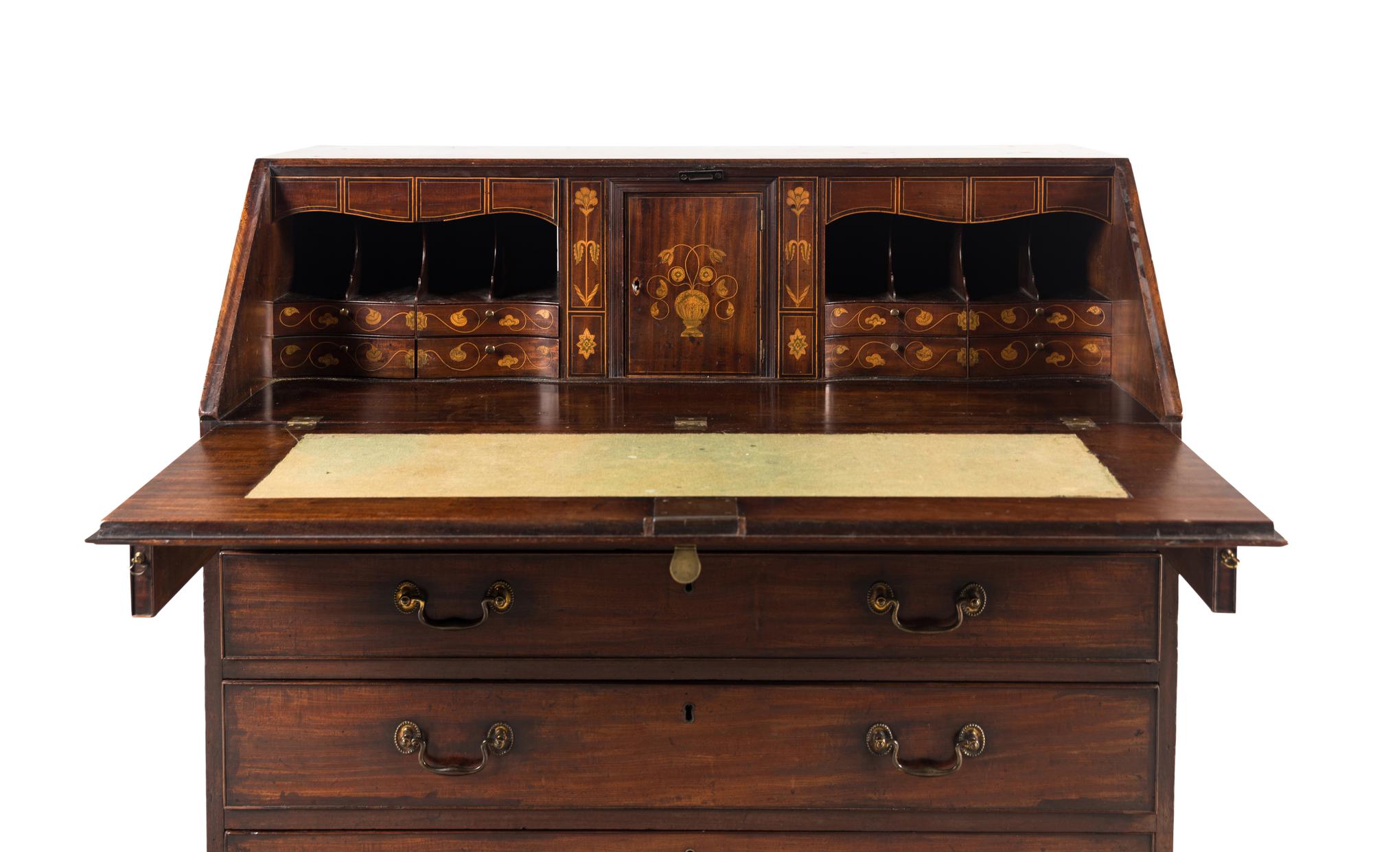 A George III Mahogany Slant-Front Bureau