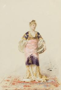 Alexandre-Louis Leloir, (French, 1843-1884), Standing Woman in Oriental Costume, 1880