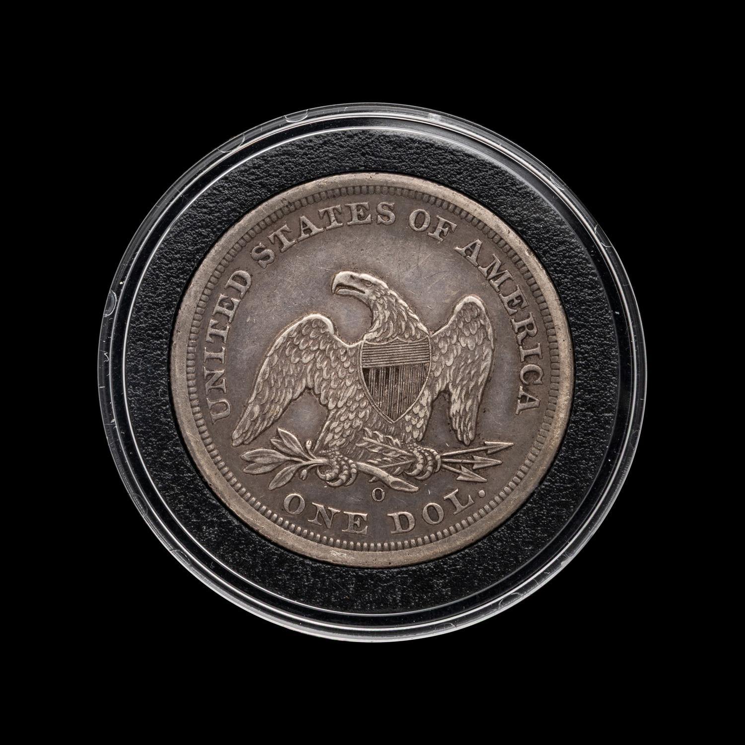 An 1860-O Seated Liberty $1 Coin